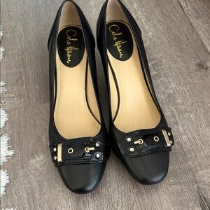 Cole Haan Black Heels with Gold Accents
